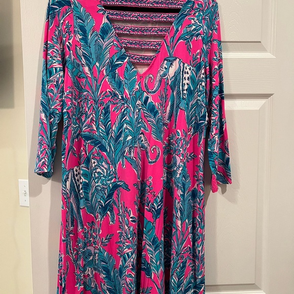 Lilly Pulitzer Ophelia Dress Mandevilla Pink Talk Story to Me - Picture 2 of 2